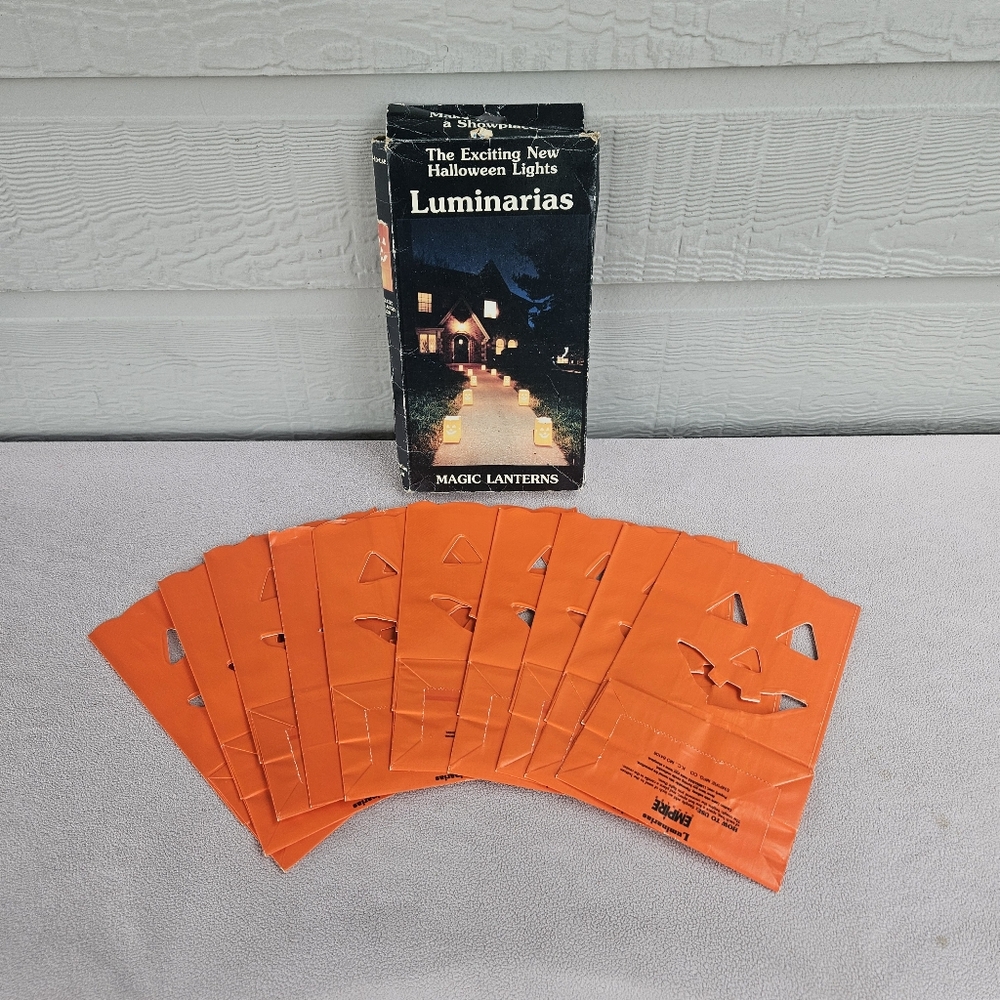 Empire Candle Vintage Luminarias Magic Lanterns Orange Pumpkin Set of 10